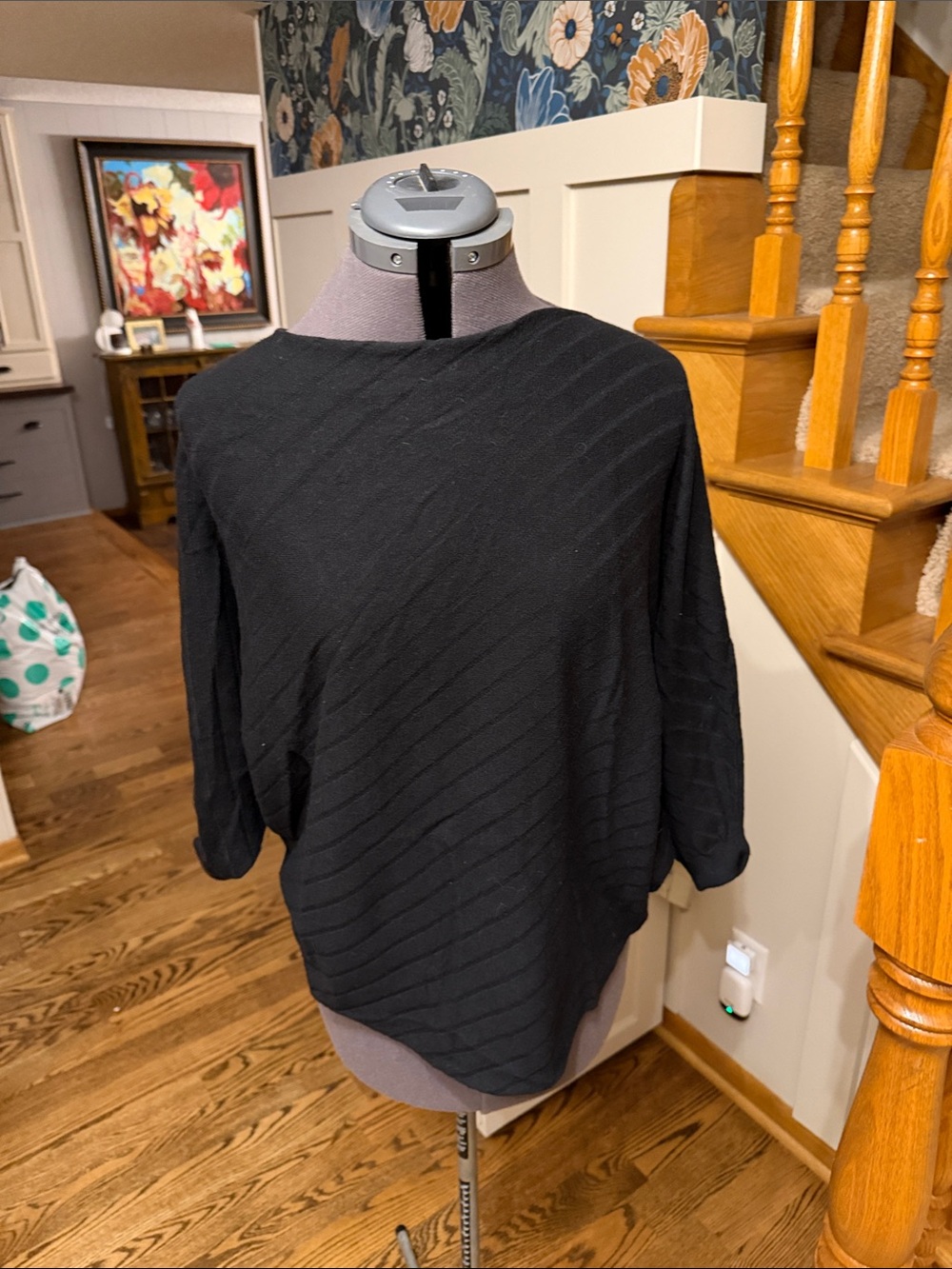 Kerisma Black Diagonal Ribbed Boatneck Sweater